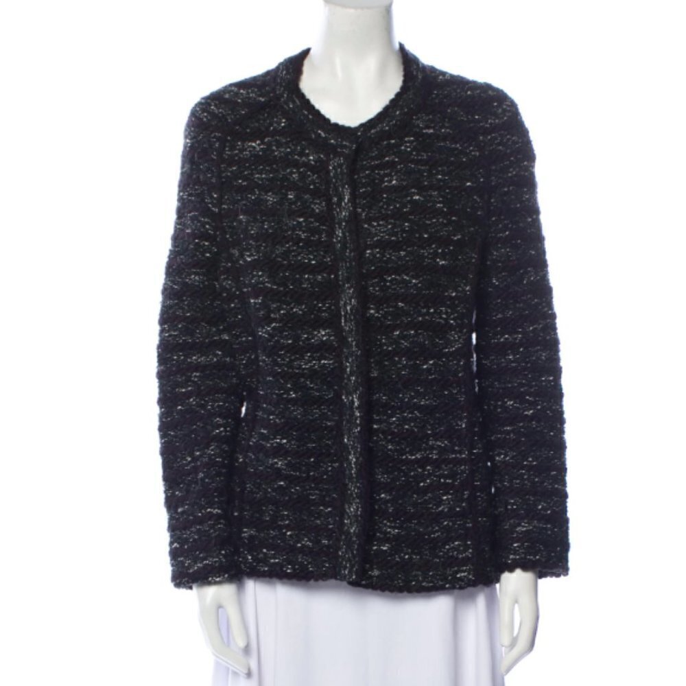 Isabel Marant Etoile Tweed Textured Knit Jacket in Black sz 36